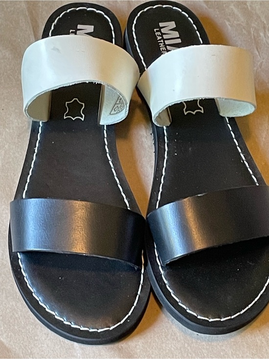 MIA Shoes - MIA Black and White Slide Sandals